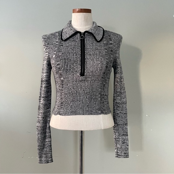 Urban Outfitters Tops - Urban Outfitters Gray collar crop top size small